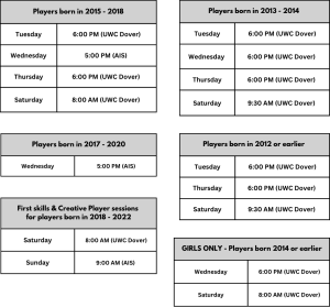 Coerver Singapore Training Schedule